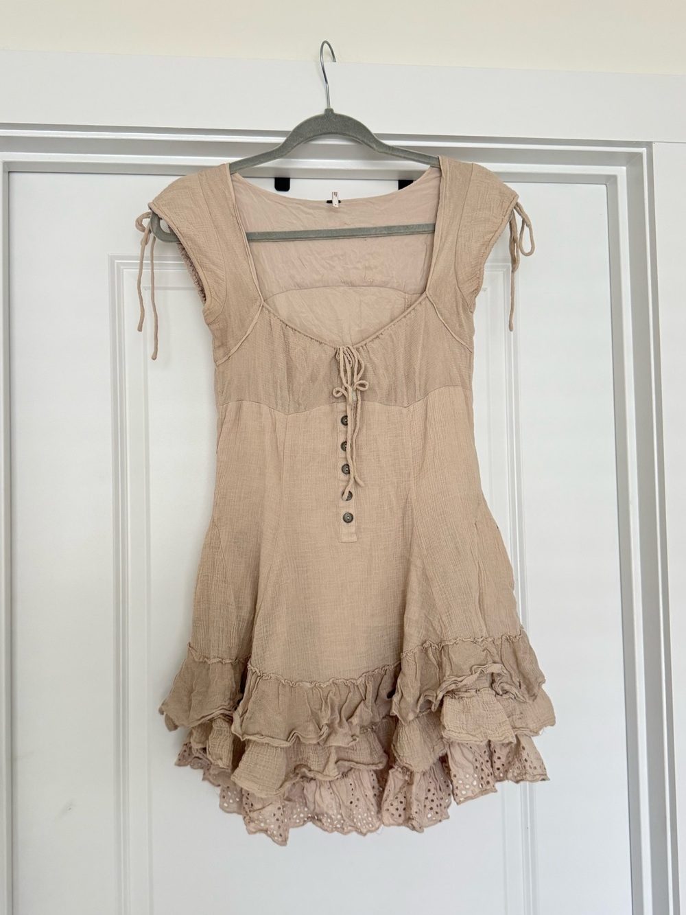 Free People Sweetly Be Mini Dress Tan Boho Dress - Picture 2 of 6